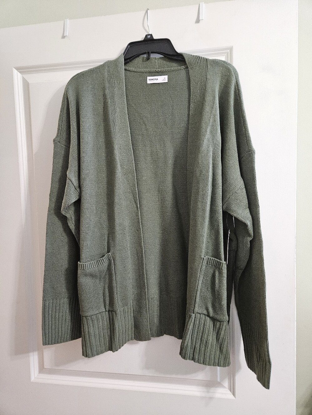 Sonoma XL Open-Front Knit Cardigan Sweater - Olive Green, NWT